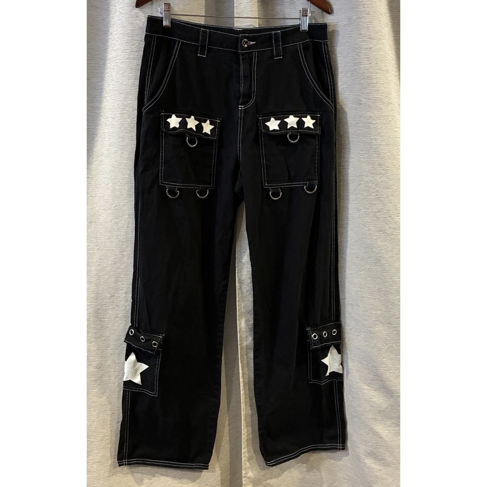 Vintage Hot Topic Star Cargo Pants Y2K Emo‎ Goth Size 11 Rare 2000s Skate